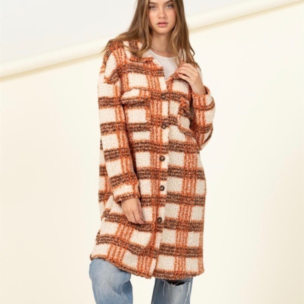 Beautiful Fall Colors Plaid Midi Coat